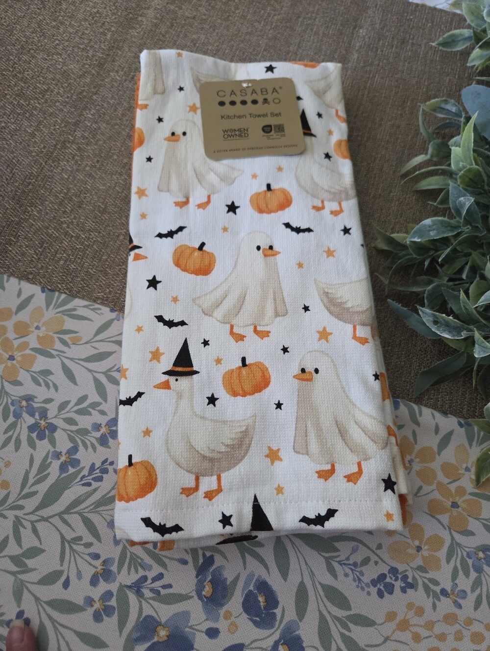 Casaba White & Orange Halloween Duck Kitchen Towel Set